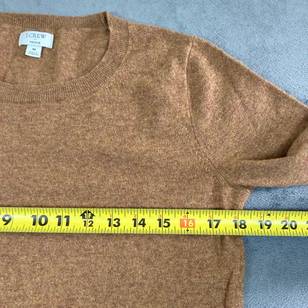 J.Crew Teddie Sweater Womens Medium Brown Cotton Merino Wool Blend Crewneck - Picture 5 of 7